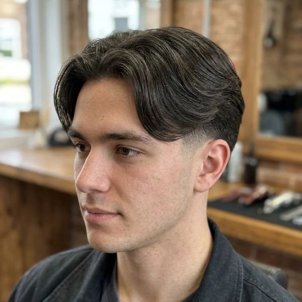 1. Classic Middle Part Mid Taper