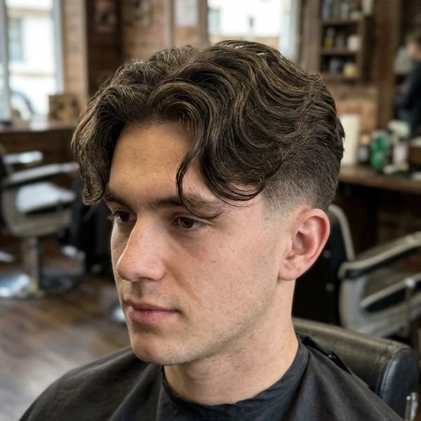 7. Wavy Middle Part Mid Taper