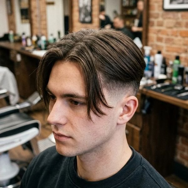 9. Undercut Middle Part Mid Taper
